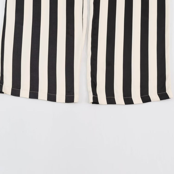 Women's Wide Palazzo Pants with Vertical Stripes and Elastic Waist Amarae