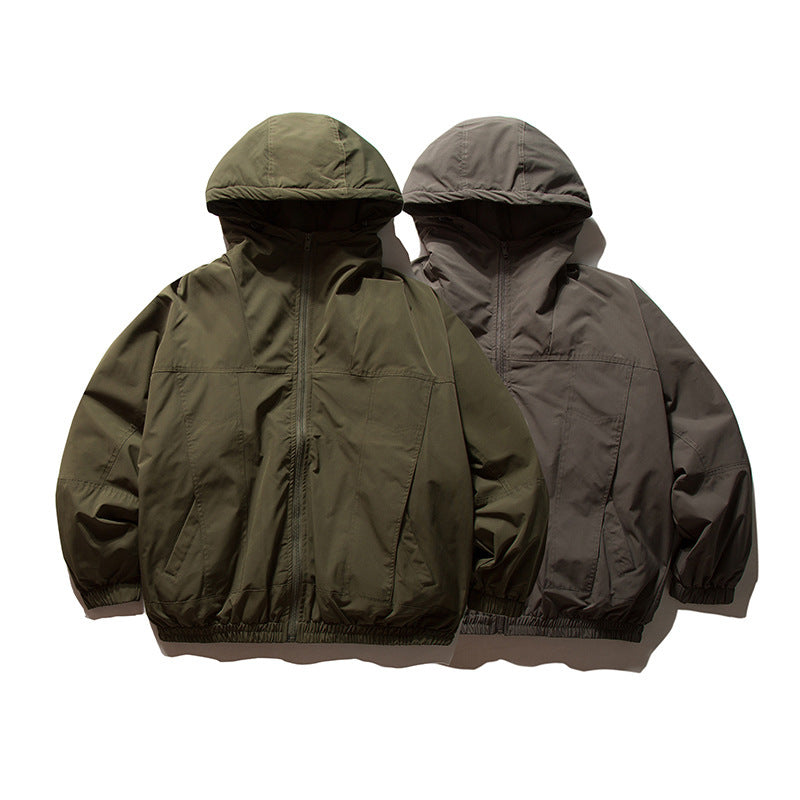 Men's lightweight wind and water-repellent hoodie jacket in boxy oversized cut with elastic cuffs Amarae