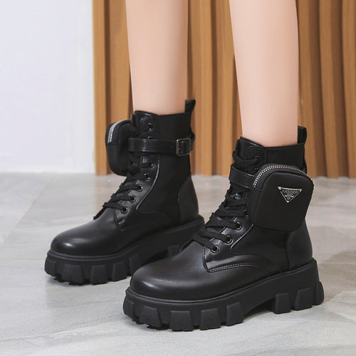 Women Chunky Boots with Practical Side Pocket Design Amarae
