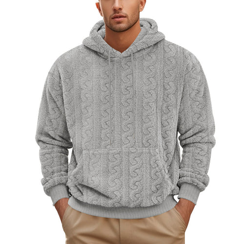 Men's hoodie made of soft fleece with a textured design and kangaroo pocket Chic and style
