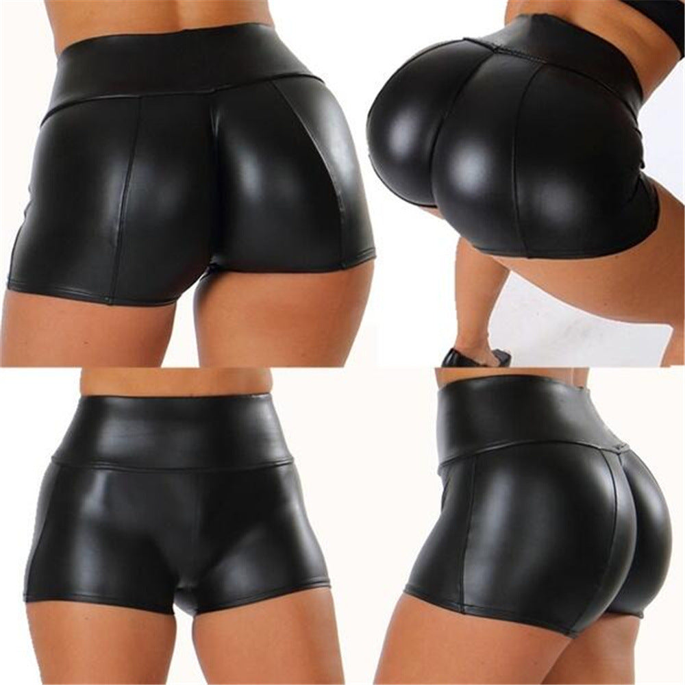 High-waisted shiny sports shorts for women chic and stylish