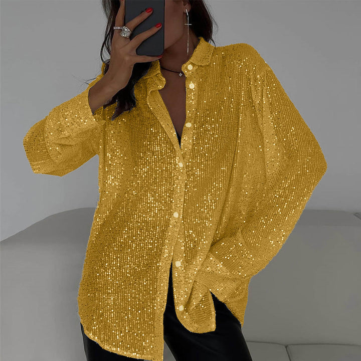 Women's Glittering Oversized Shirt Blouse Amarae