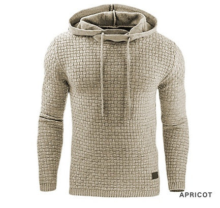 Knitted sweater for men with textured surface and integrated hood Amarae