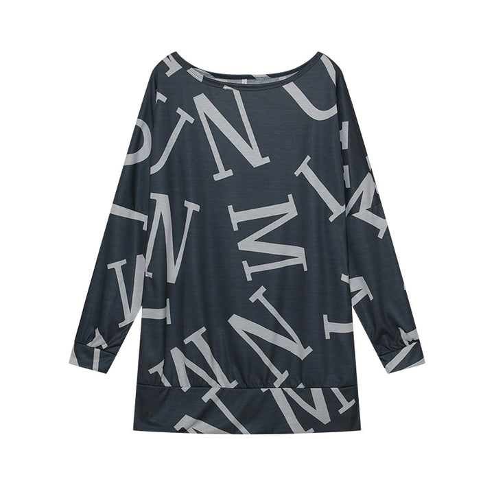 Oversized long sleeve t-shirt for women with modern print and elastic belt Lune London