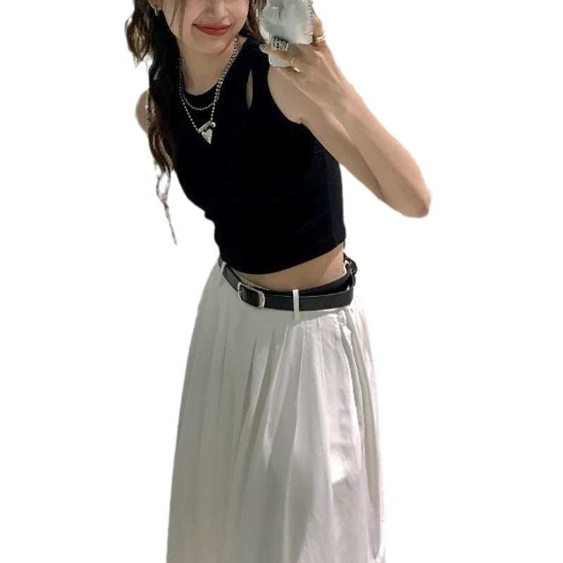 Women's crop top with elastic waistband and asymmetrical neckline Lune London