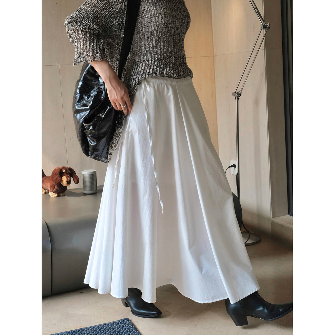 Women's Soft High-Waist Maxi Skirt with Drawstring, Wide Fall and Flowing Ruffle Silhouette Amarae