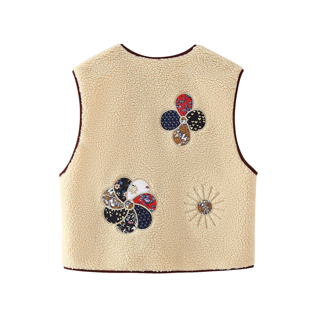 Women's vest with floral design and cozy fleece Lune London