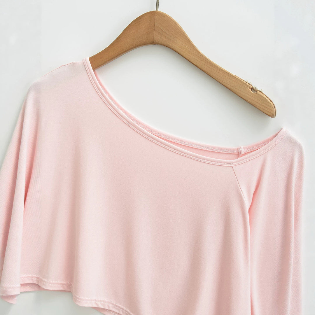 Ladies One-Shoulder Crop Top with Asymmetric Hem and Flared Sleeves Amarae
