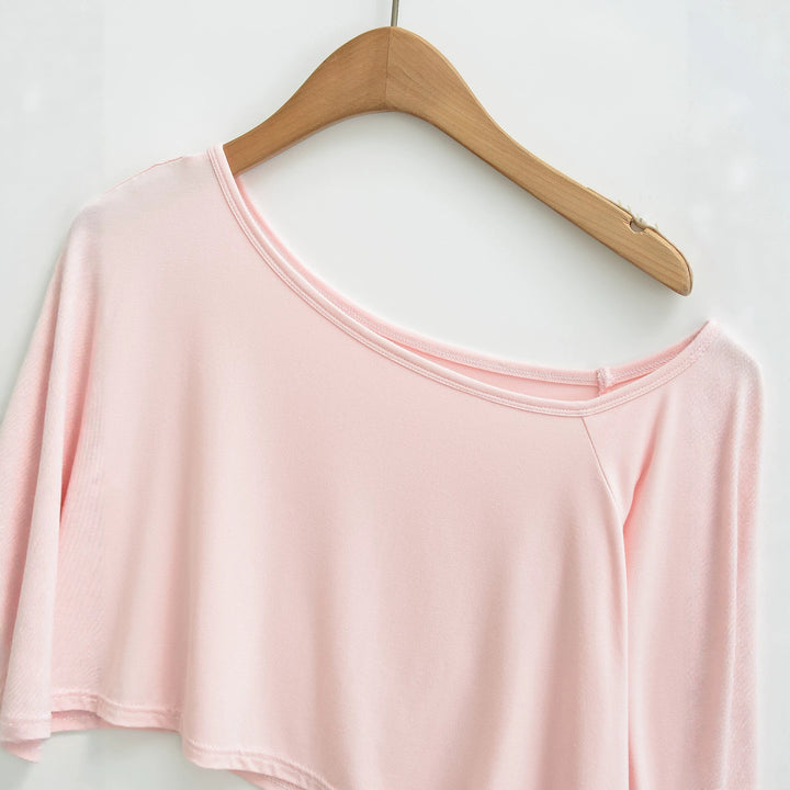 Ladies One-Shoulder Crop Top with Asymmetric Hem and Flared Sleeves Amarae