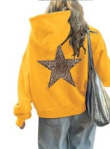 Women’s Hoodie with Eye-Catching Leopard Star Design Chic & Stil