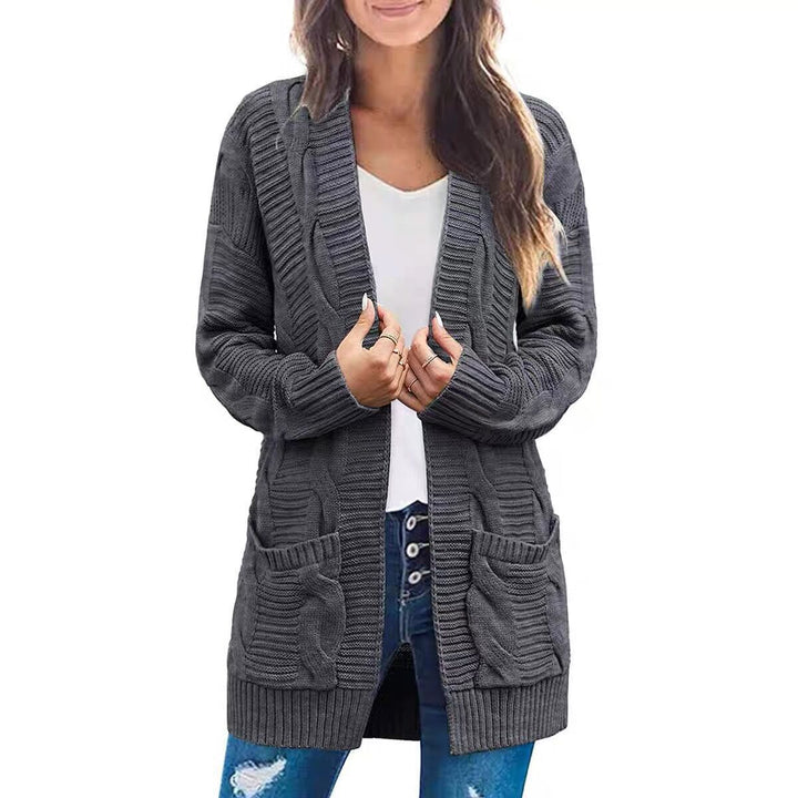 Cardigan en tricot épais pour femmes avec poches et aspect de point texturé Chic & Stil
