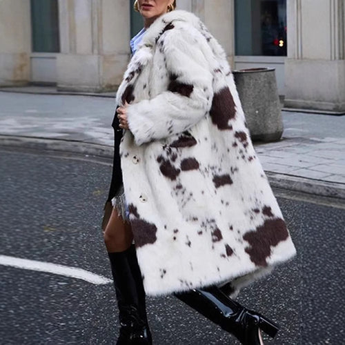 Luxury faux fur jacket for women with a striking animal print Amarae