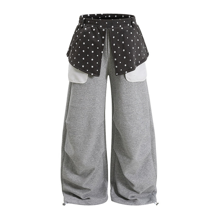Ladies Wide Palazzo Lounge Pants with Layer Insert, Star Application & Large Contrast Pockets Amarae