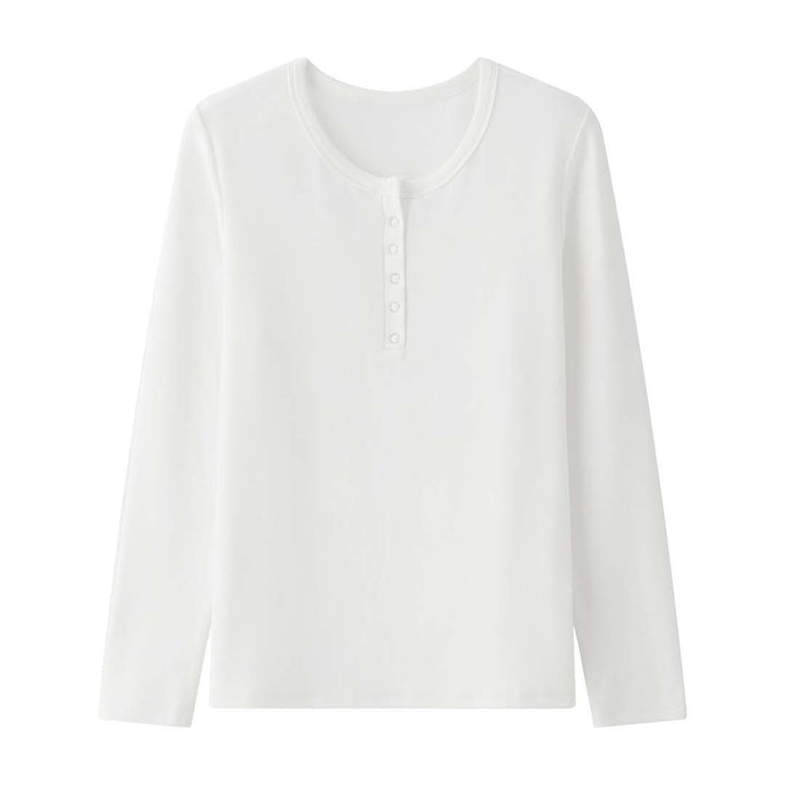 Women's Long Sleeve Henley Shirt with Snap Placket Amarae