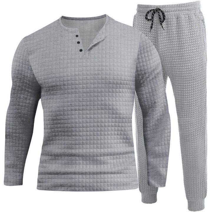 Three-piece set for men with textured long sleeve t-shirt and jogger pants Lune London