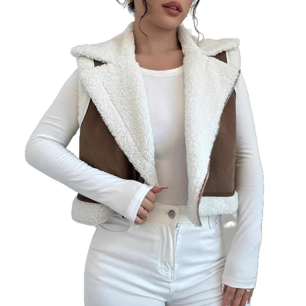 Cozy quilted vest for women with zipper and fleece collar Lune London