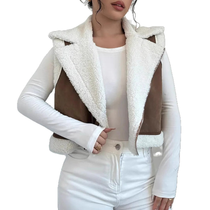Cozy quilted vest for women with zipper and fleece collar Lune London