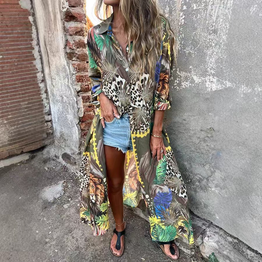 Long sleeve blouse for women with animal print and casual fit Lune London
