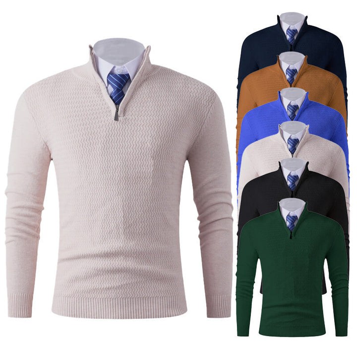 Men's knit sweater with modern high collar and structured design Lune London