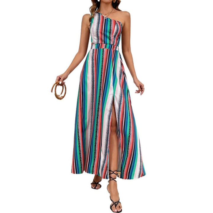 One-Shoulder Maxi Dress with High Slit Lune London