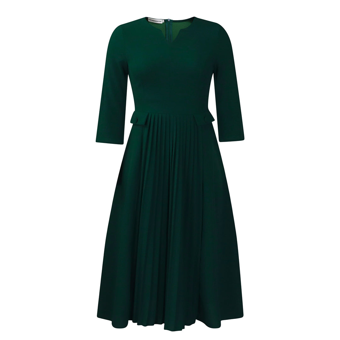 Ladies Elegant Midi Pleated Dress Lune London