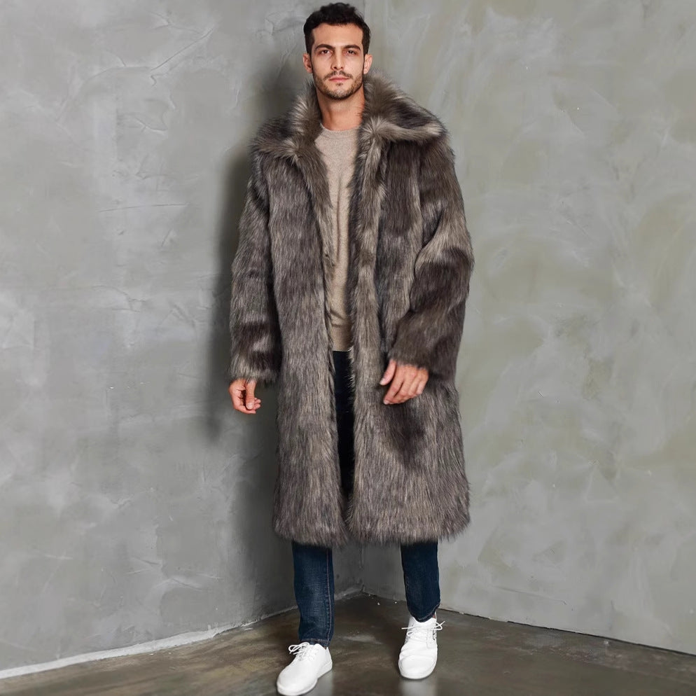 Luxury faux fur coat for men with voluminous details Lune London
