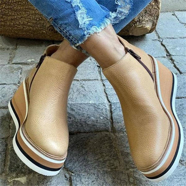 High-quality suede wedge heel boots for women with non-slip sole Lune London