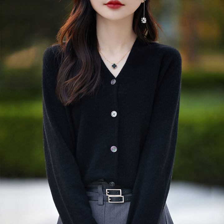 Cashmere cardigan for women with stylish button details and V-neck Lune London