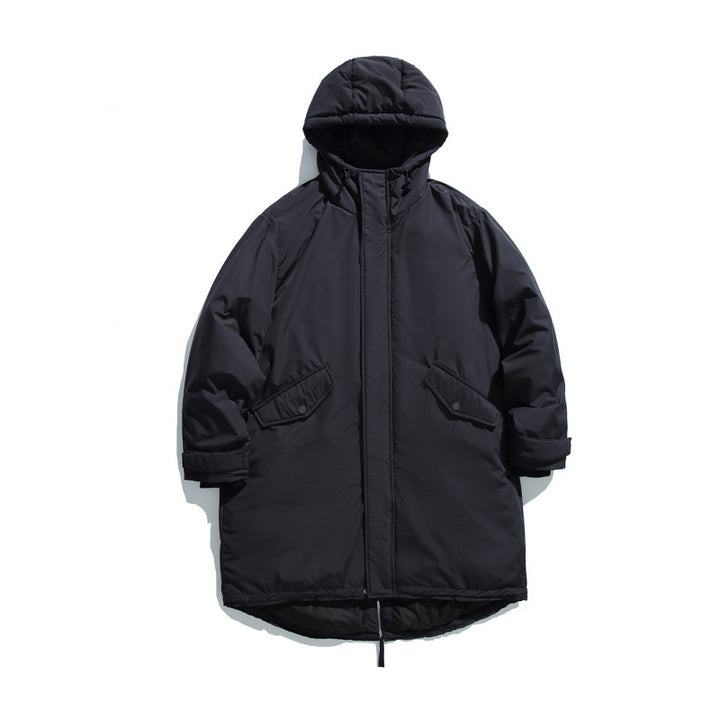 Unisex Quilted Long Parka in Boxy Cut with Hood and Drawstring Hem Amarae