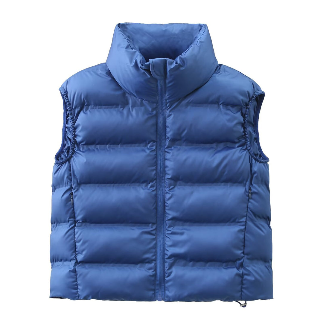 Quilted vest for women with high collar and decorative seams Lune London