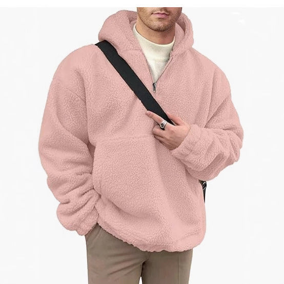 Cozy fleece pullover for men with half zip Lune London