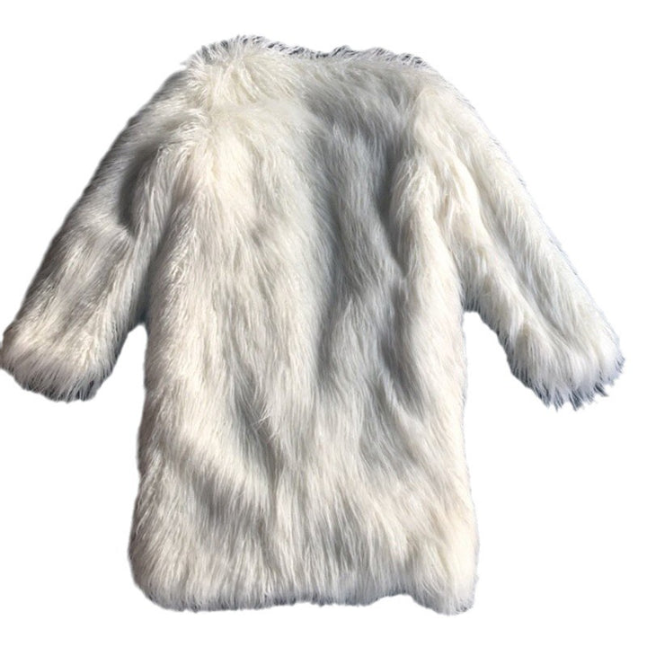 Ladies Long Fluffy Coat in Faux Fur Amarae