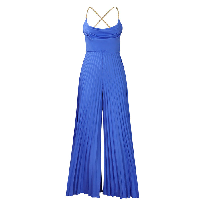 Ladies Pleated Jumpsuit with Elegant Spaghetti Straps Lune London