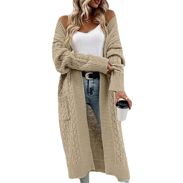 Ladies Chunky Knit Cardigan with Open Design and Deep Pockets Lune London