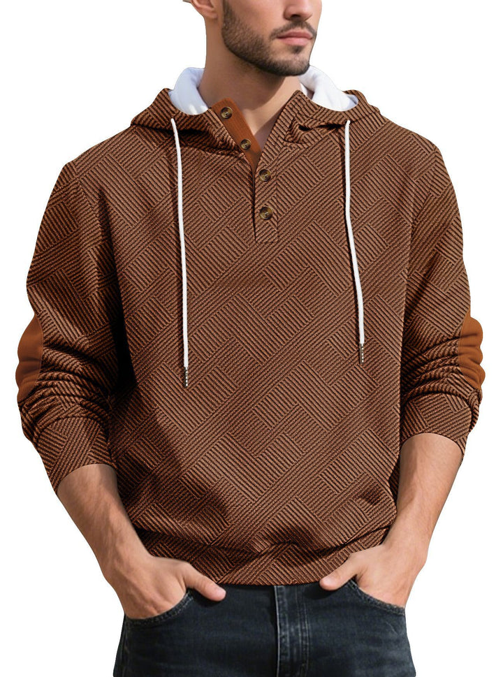 Trendy hooded sweater for men in textured material with chic and stylish accents