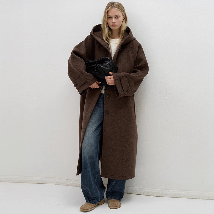 Manteau en laine oversize pour femmes avec capuche pratique Chic & Stil