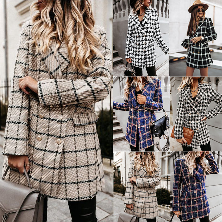 Double-breasted checked jacket for women Lune London