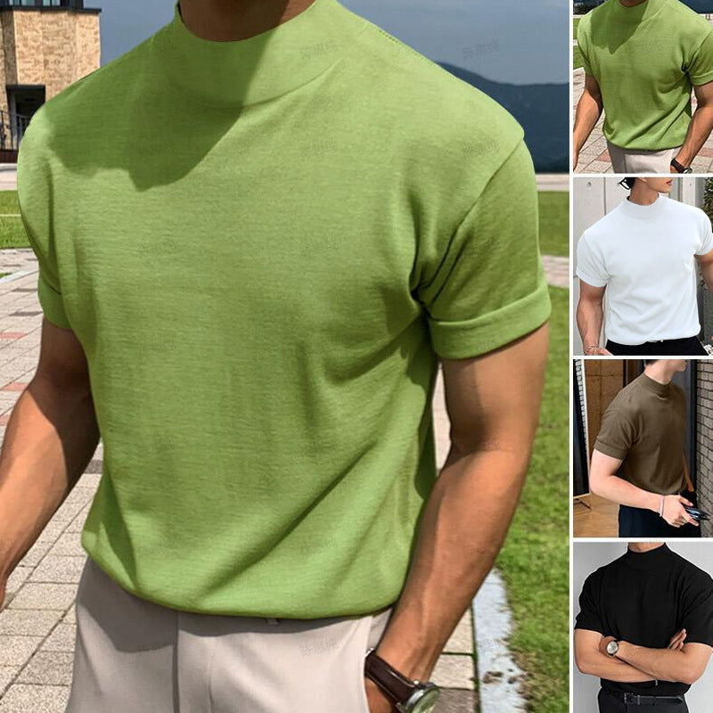 Modern men's short sleeve t-shirt with high collar and high quality material Lune London