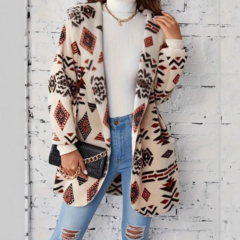Women's plush jacket with ethnic pattern Lune London