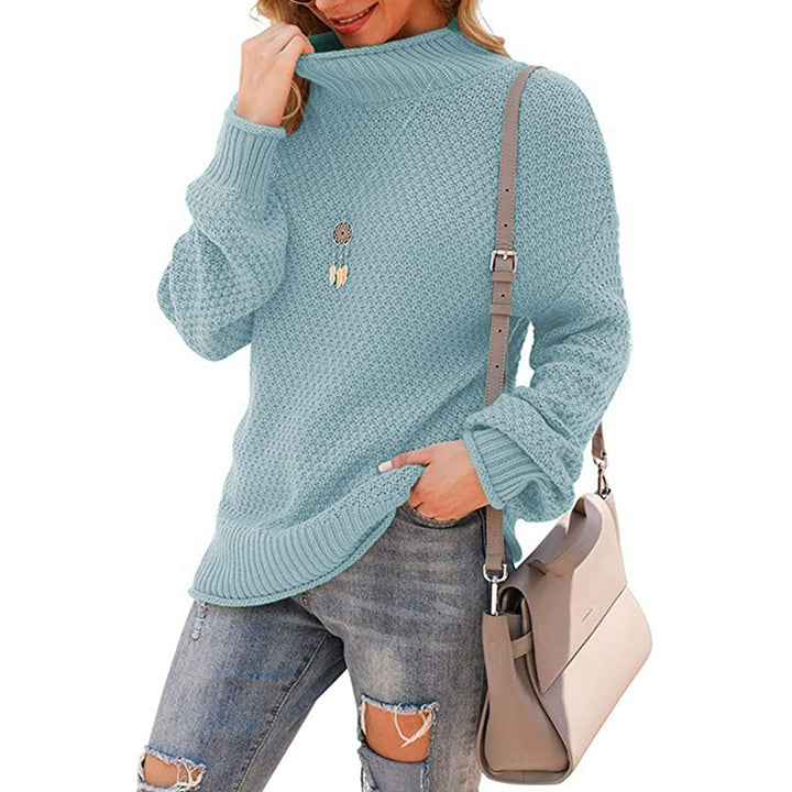 Pull en tricot pour femmes avec col montant et aspect texturé Chic & Stil