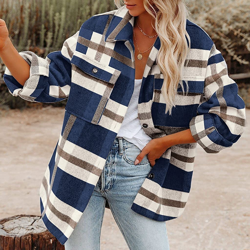 Ladies Checked Shirt Jacket Moon London