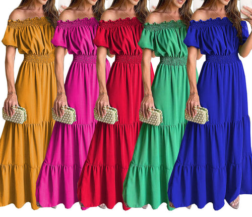 Off-Shoulder Chic Ruffle Maxi Dress