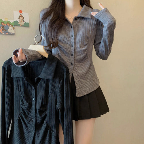 Blouse en tricot côtelé femme avec manches longues Chic & Stil