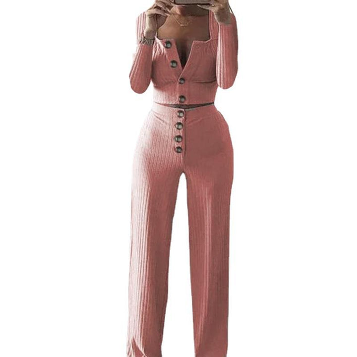 Ladies Comfortable and Elegant Knit Set 2 Pieces with Chic Button Details and Style