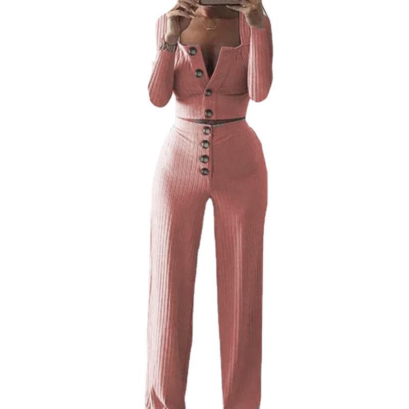 Knitted set for women with button detail Lune London