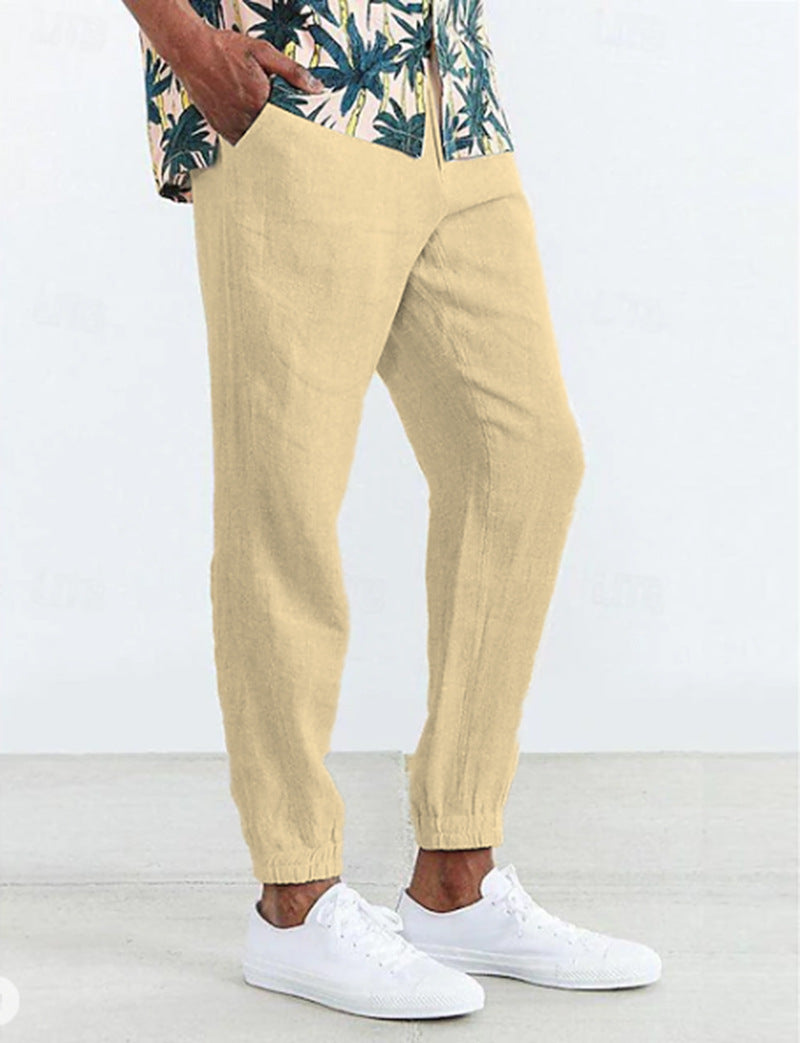 Casual linen pants for men with elastic waist and side pockets Lune London
