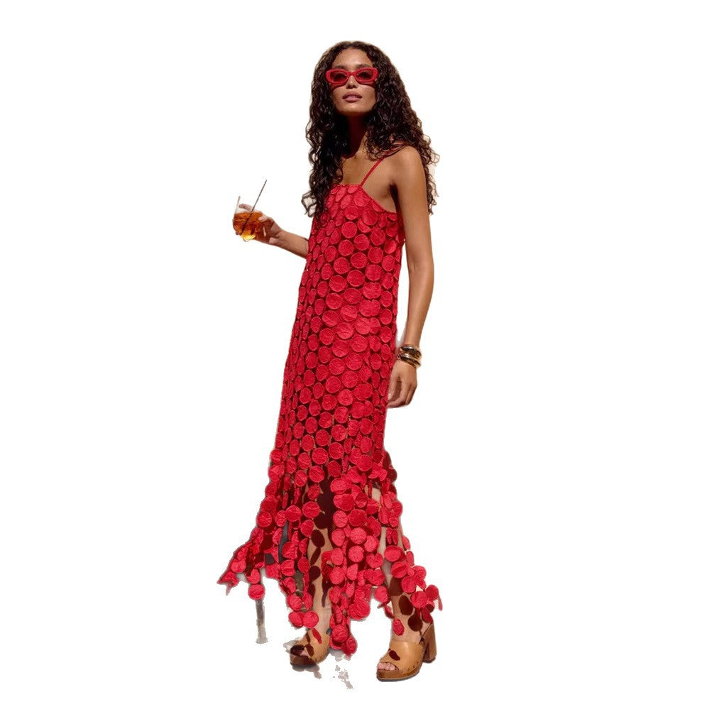 Maxi dress for women with a unique circular element and a flowy cut Chic & Stil
