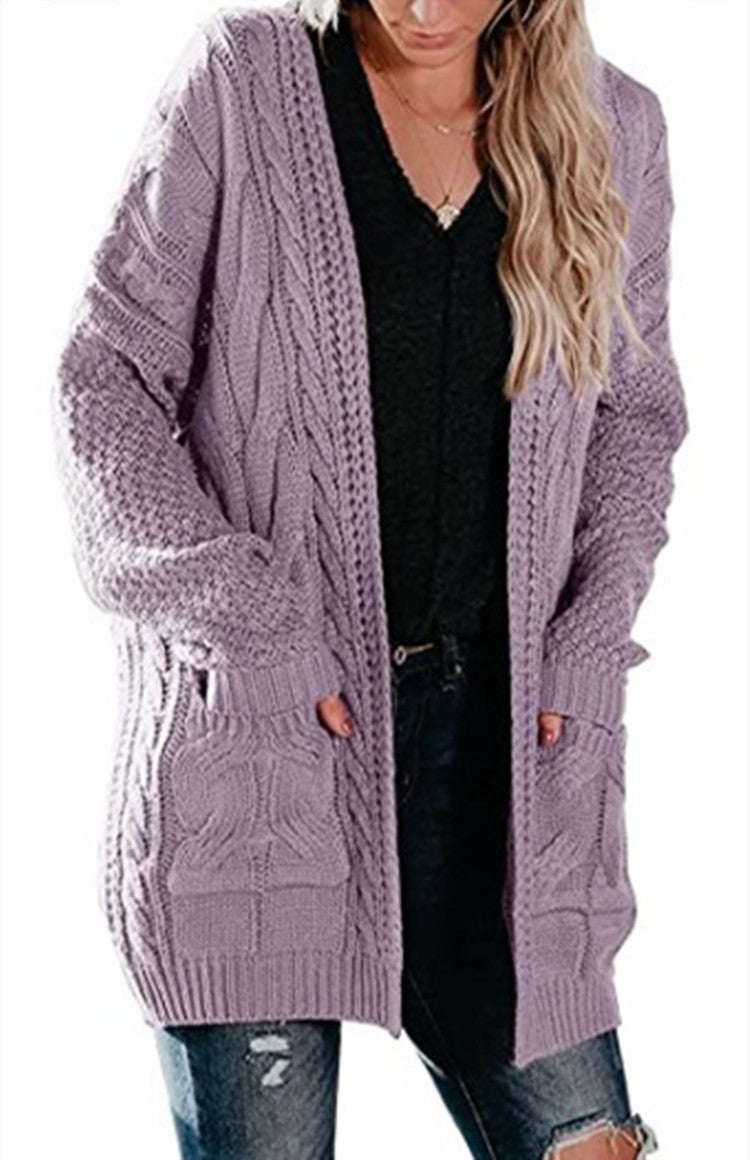 Lune London | Women's chunky knit cardigan with a feminine silhouette and practical pockets