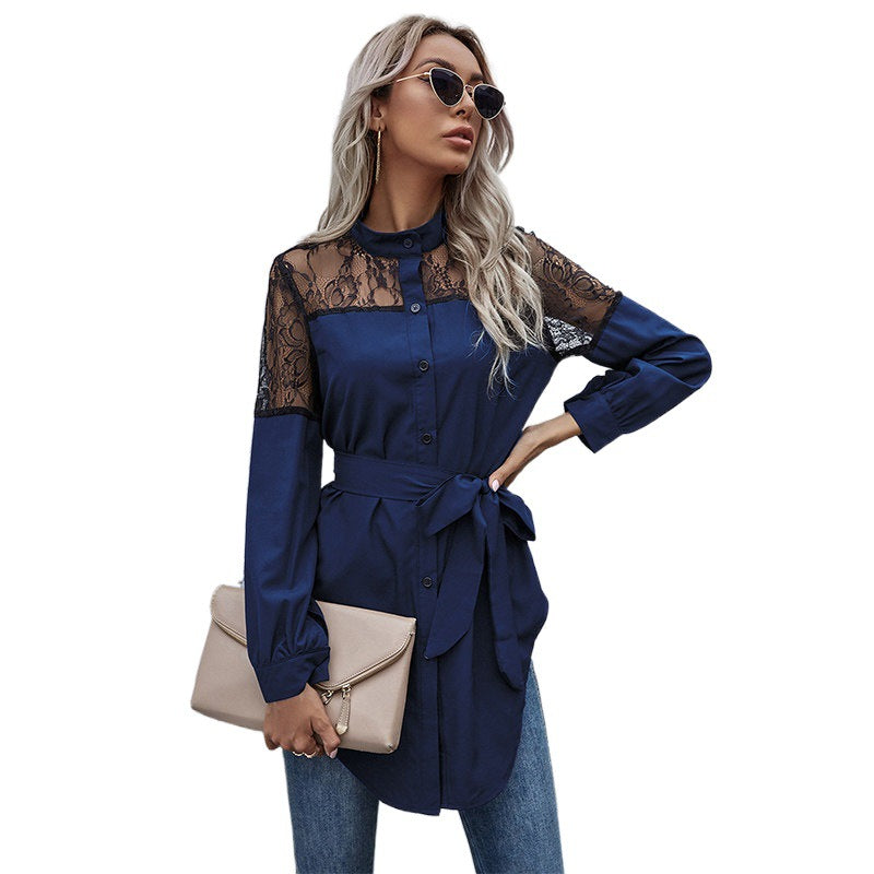 Shirt dress women with lace shoulders Lune London