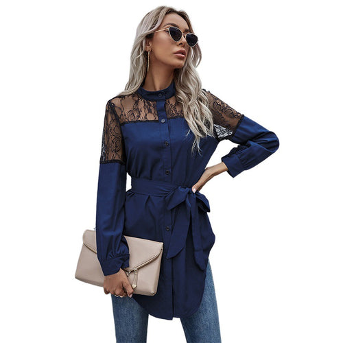Shirt dress women with lace shoulders Amarae